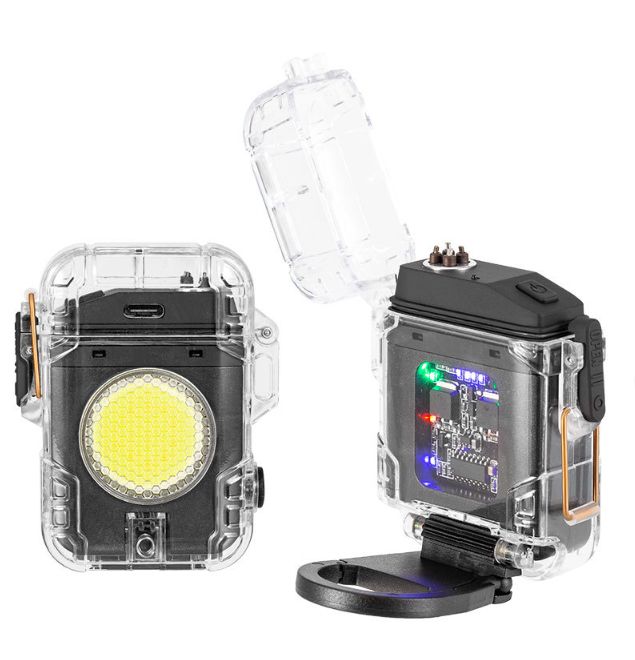 Запальничка з ліхтариком D52-2-COB black