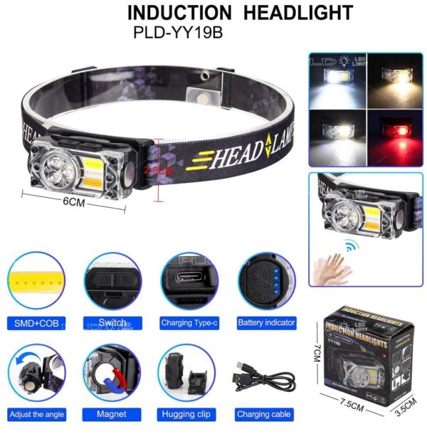 Ліхтар на голову Bailong YY-19B-3SMD+2COB (white+yellow+red) - Зображення 2