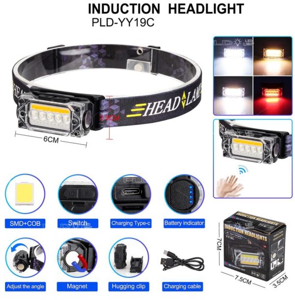 Налобний ліхтар YY-19С-5SMD+COB (white+yellow+red) - Зображення 2