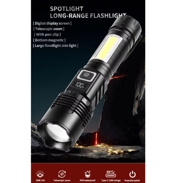 Ліхтар тактичний COB18-PM10-TG+COB (White+Red) power bank, магнит, ЗУ Type-C - Зображення 9