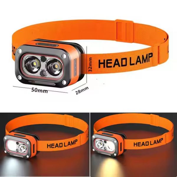 Налобний ліхтар G08-2XPG (white+yellow) + LED (red) с сенсором движения - Зображення 11