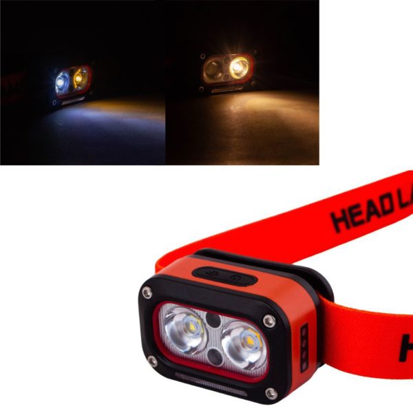 Налобний ліхтар G08-2XPG (white+yellow) + LED (red) с сенсором движения - Зображення 4