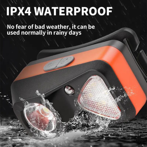 Налобний ліхтар W-18-XPG+6SMD з датчиком руху, USB-C - Зображення 8