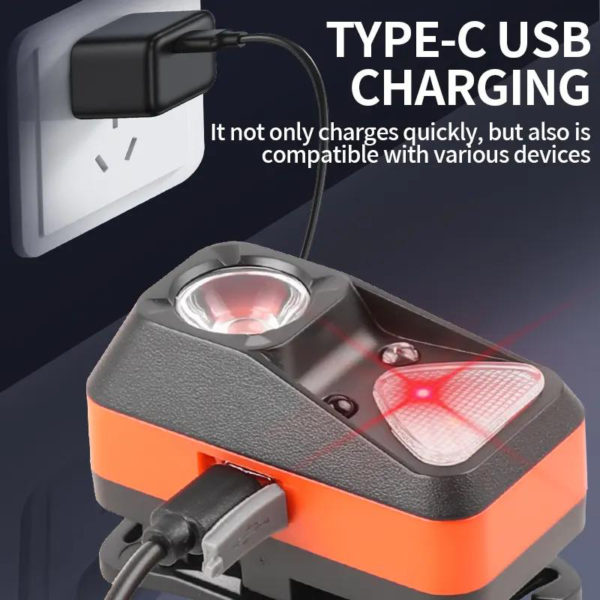Налобний ліхтар W-18-XPG+6SMD з датчиком руху, USB-C - Зображення 5