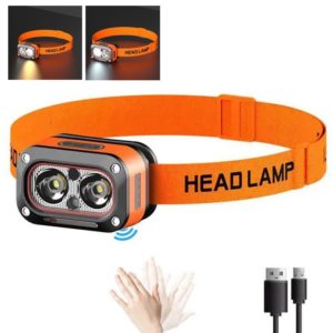 Налобний ліхтар G08-2XPG (white+yellow) + LED (red) с сенсором движения