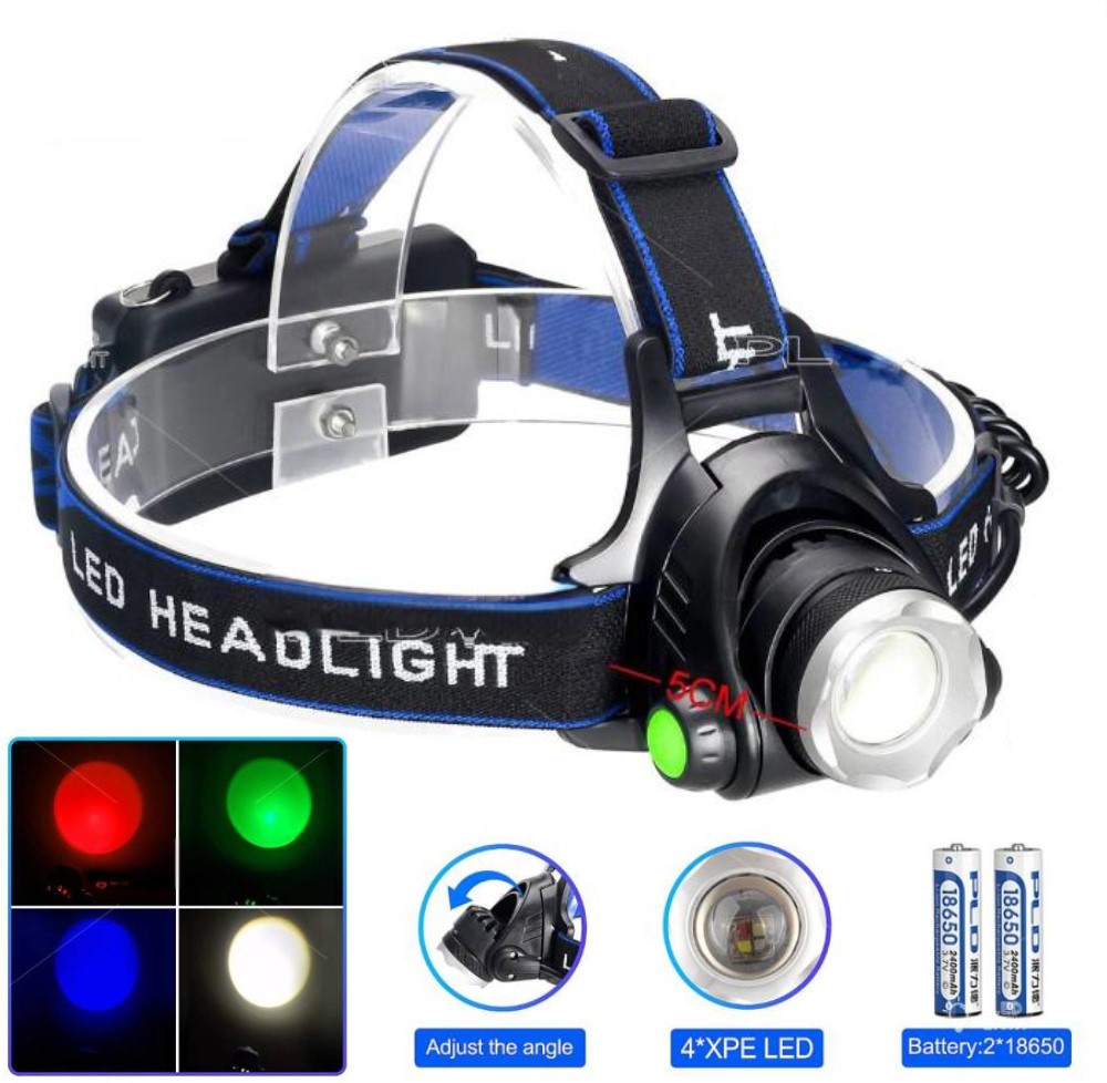 Налобний ліхтарик на акумуляторах PLD V9-F-4XPE (RGB)