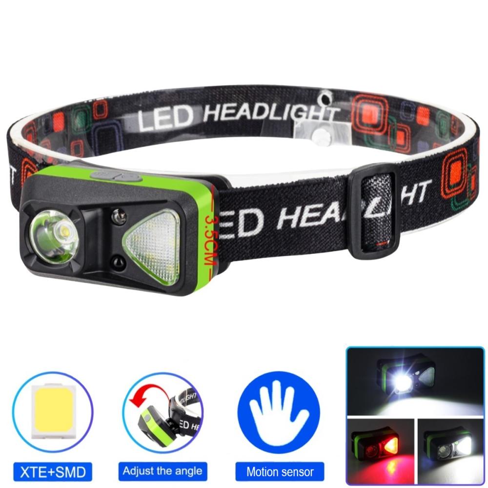 Налобний ліхтар W-18-XPG+6SMD з датчиком руху, USB-C