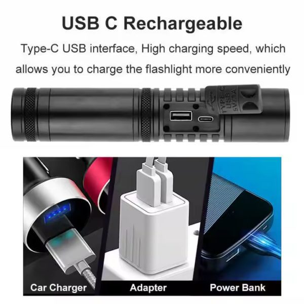 Ліхтар тактичний ручний S2304-PM10-TG, Power bank, ЗУ Type-C - Зображення 13