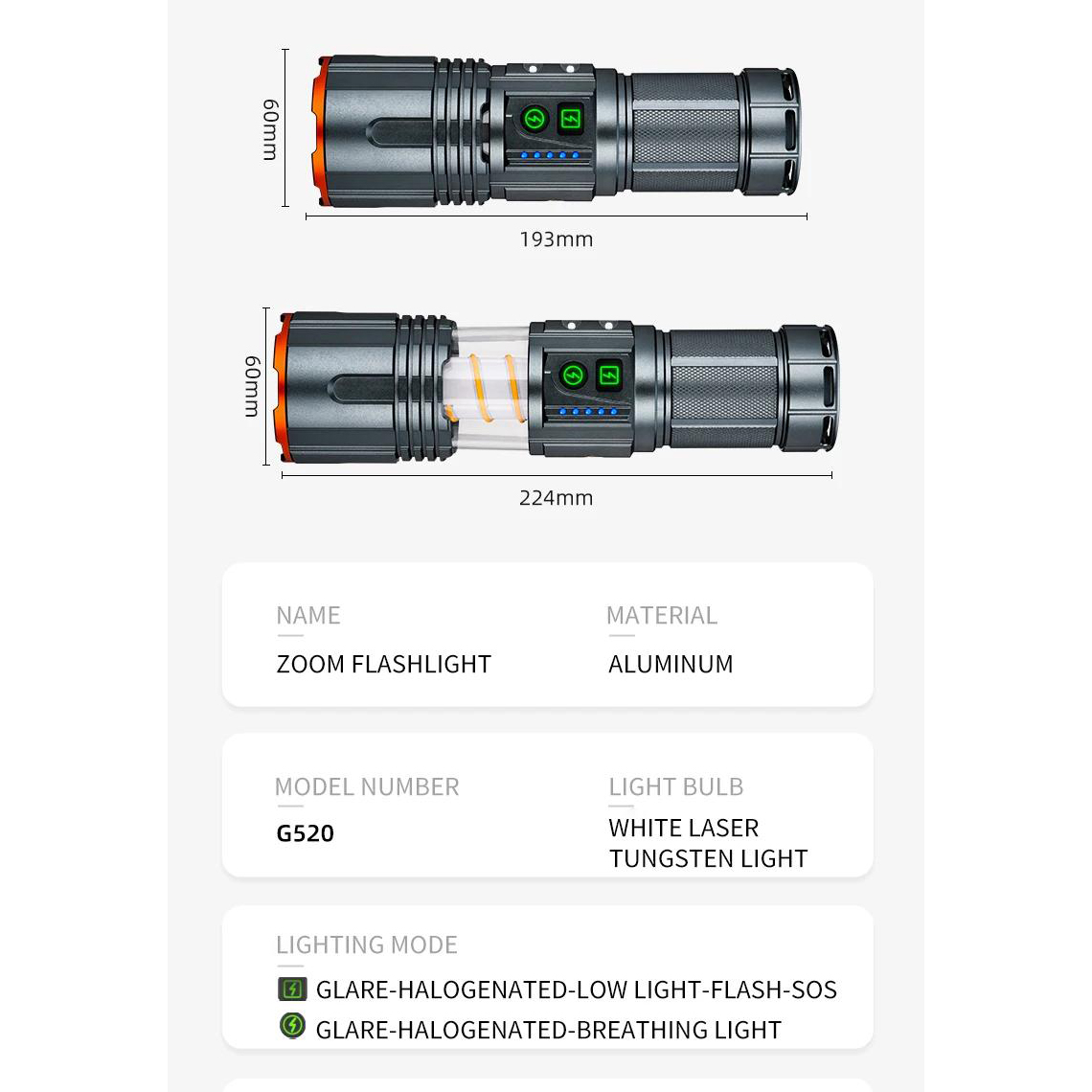Тактичний ліхтар YEMAO YM-G520, 2500 LM - Зображення 15