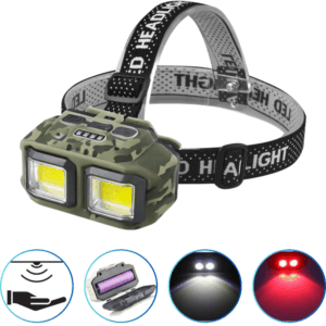 Налобний ліхтар HX-M816S-2COB (білий + червоний) з датчиком руху